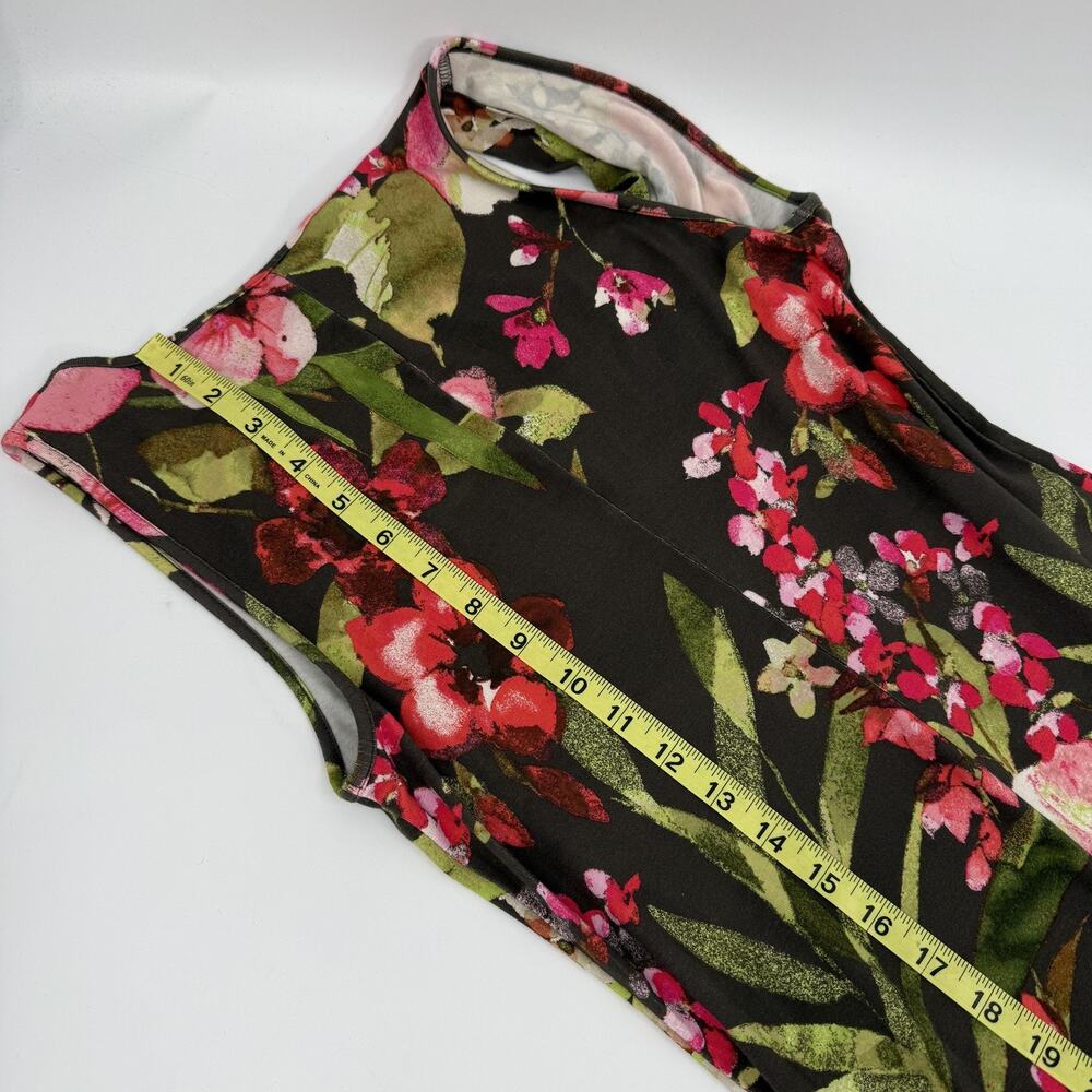 Tommy Bahama Dress Womens Small Black Pink Floral Orchid Forest Cowl Neck Tank - Picture 4 of 7